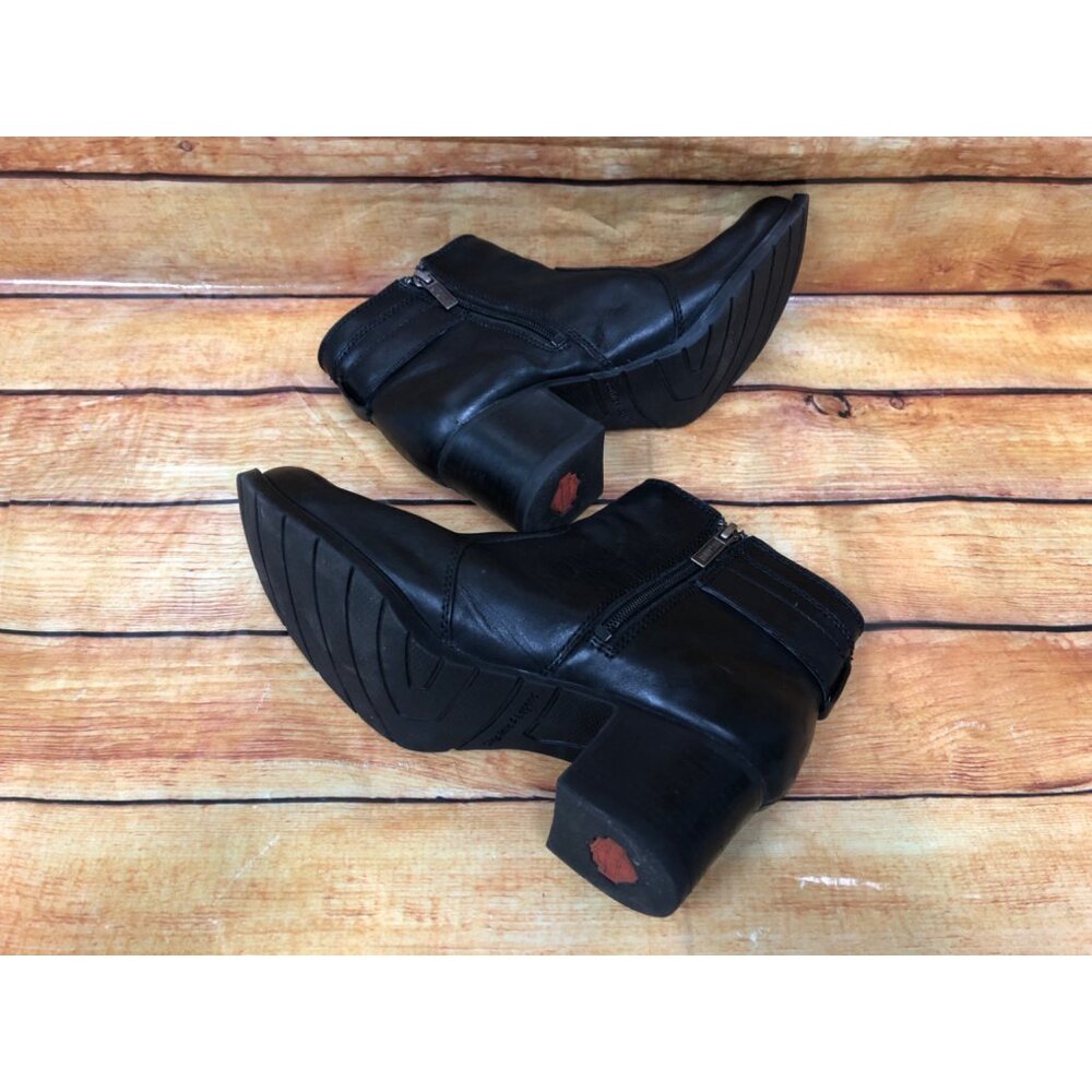 Harley Davidson HD 84296 Black Leather Side Zip Boots Womens 9 / 40 (n7a2) - Picture 6 of 10